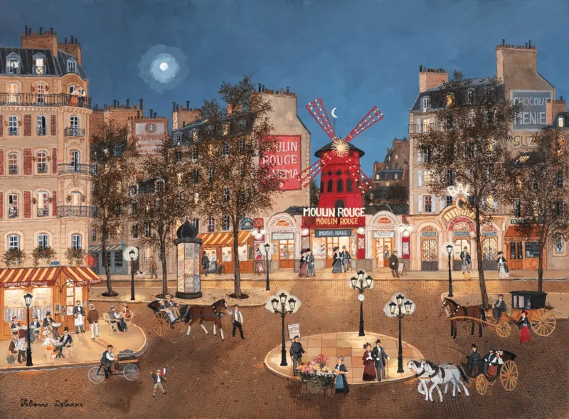 Handgeschnittenes Holzpuzzle - Le Moulin Rouge Et La Place Blanche, Fabienne