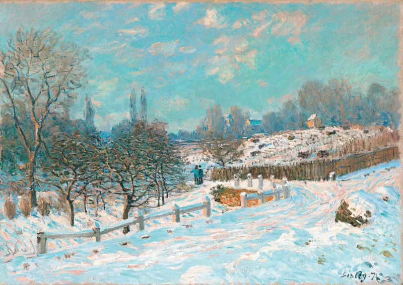 Handgeschnittenes Holzpuzzle - Rue De Louveciennes Enneigée, Alfred Sisley