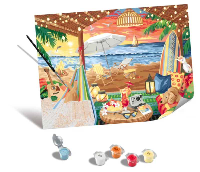 Malen nach Zahlen - CreArt - Leinwand Edition - Gemütliche Strandhütte