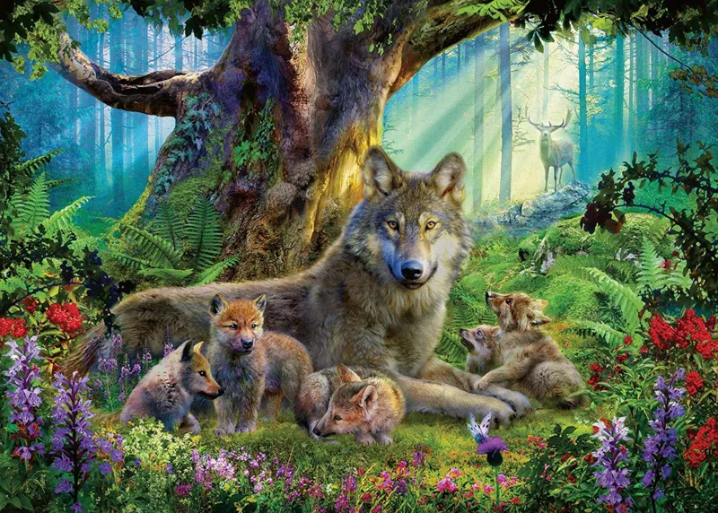 Familie der Wölfe im Wald
