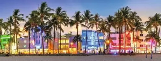 Panoramapuzzle - Nachtlichter am Ocean Drive