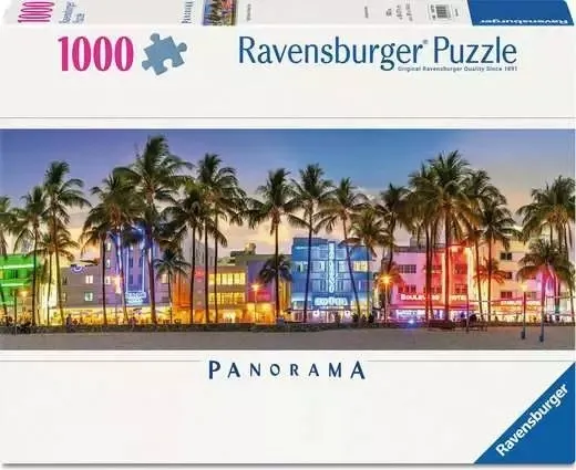 Panoramapuzzle - Nachtlichter am Ocean Drive