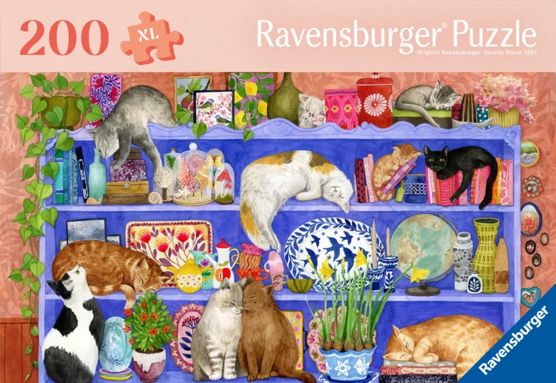 Wellness & Puzzle - Katzen im Regal
