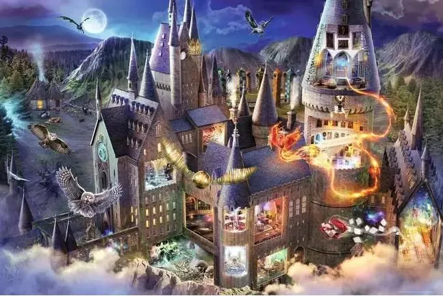 Blick auf das Schloss Hogwarts / Harry Potter