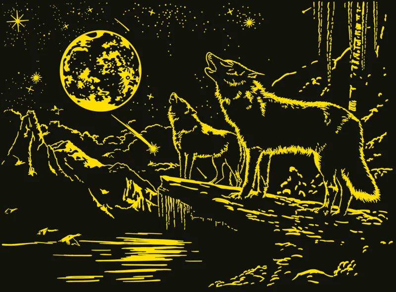 Wolf im Mondlicht - Glow in the Dark