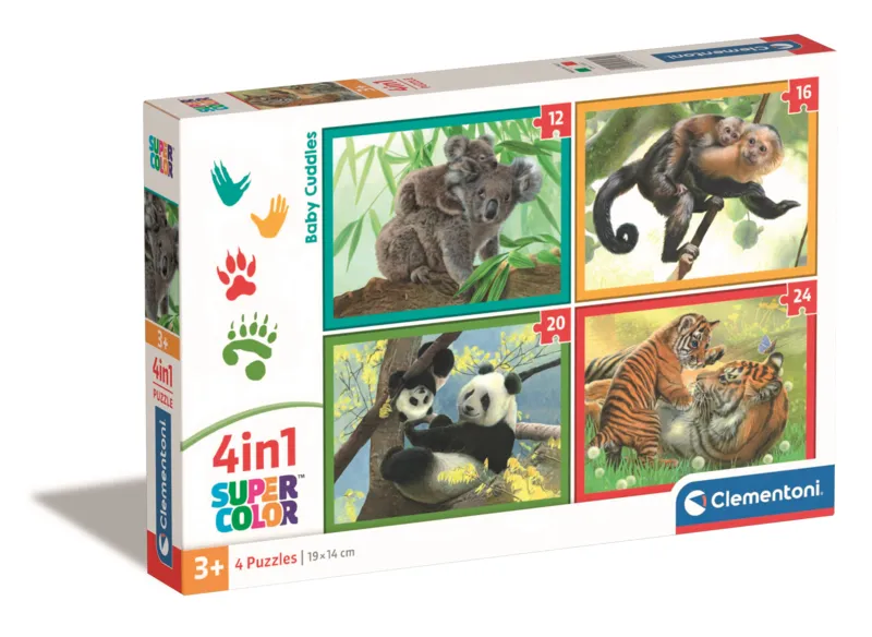 Puzzle 4 En 1 - Mutter und Baby Tiere
