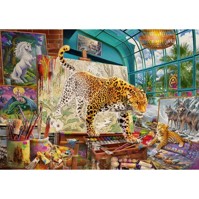 Tea Time - Leoparden im Maleratelier