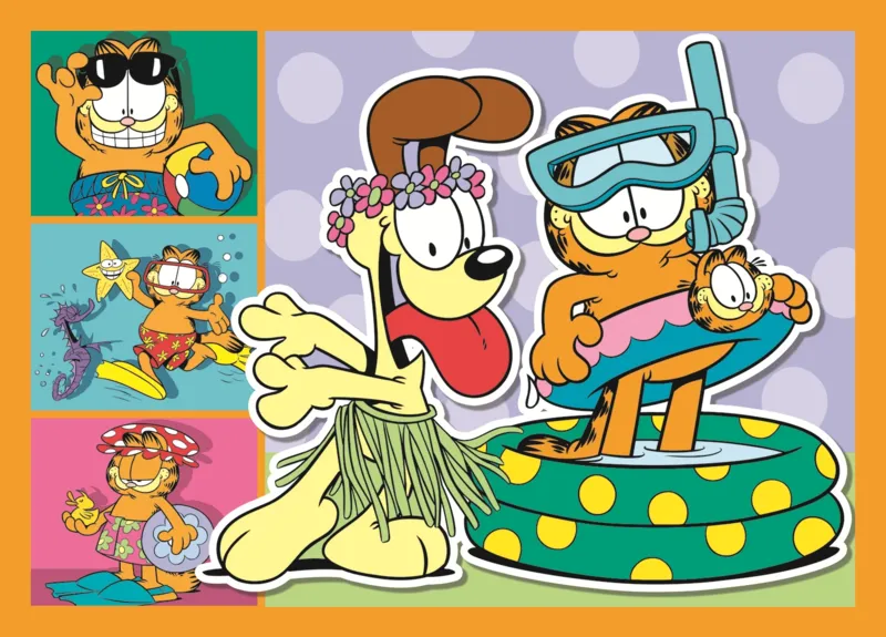 4 Puzzles - Garfield liebt Lasagne