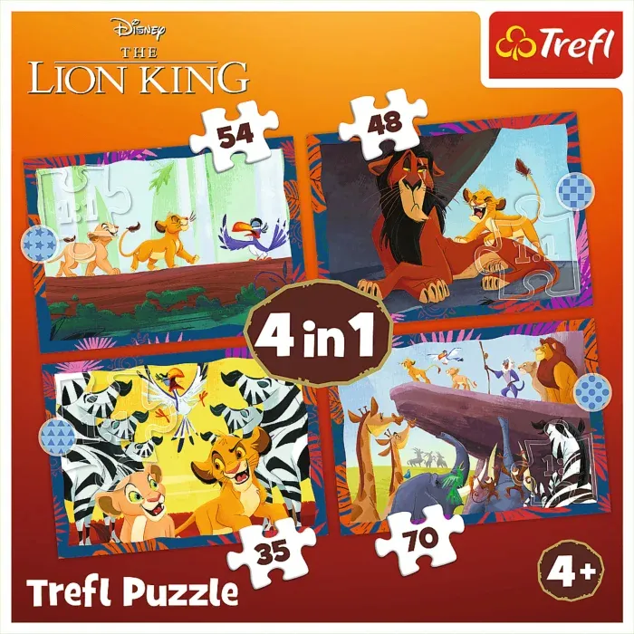 4 Puzzles - Mutiger König der Löwen