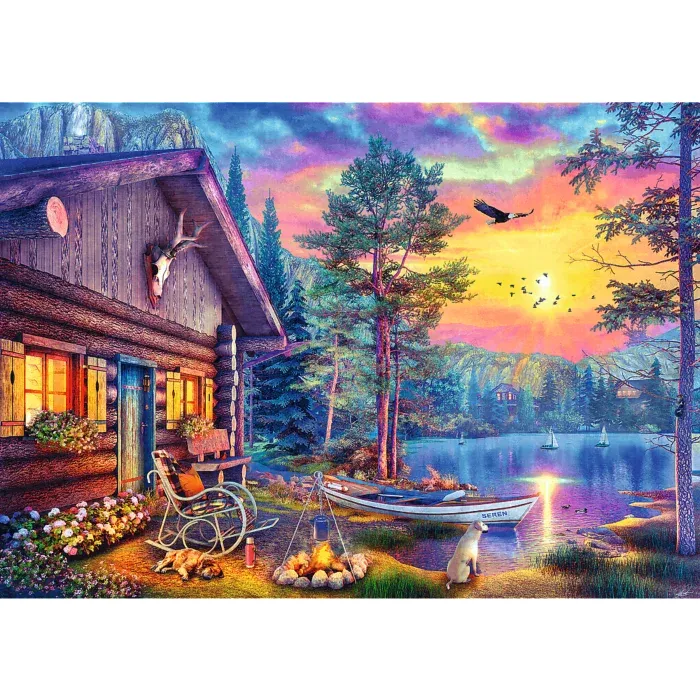 Tea Time - Hütte im Sonnenuntergang