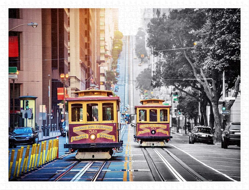 Puzzle aus Kunststoff - Cable Cars on California Street, San Francisco