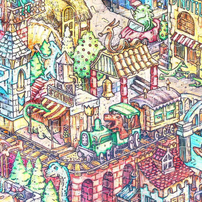 Puzzle aus Kunststoff - Tom Parker - Dino City and Bay