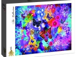 Bunte Blumen und Schmetterlinge
