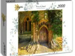 St Edward's Parish Church north door flanked by yew trees
