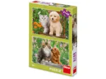 2 Puzzles -  Hund und Katze im Garten