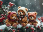 Kleine Bären im Schnee