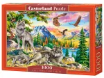 Wolfsfamilie und Adler