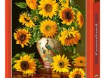 Sonnenblumen in einer Pfauenvase
