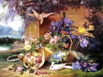 Eugène Bidau: Elegantes Stillleben mit Blumen