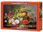 Stilleben mit Blumen und Obstkorb