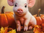 Süßes Schweinchen im Herbst