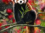 Roter Panda sitzt auf einem Ast