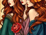 Die drei Musen mit Blumen