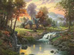 Thomas Kinkade: Holzhaus am Bach