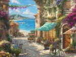 Thomas Kinkade - Café an der italienischen Riviera