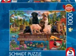 Hundefamilie am See