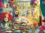 Puzzlezeit mit Katze