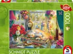 Puzzlezeit mit Katze