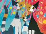 Famille de chats heureuse