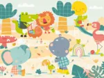 Handgeschnittenes Holzpuzzle - The Savannah Has Fun