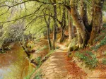 Peder Mørk Mønsted - A Spring Day in the Woods with Fresh-Blown Beeches and Anemones in the Forest B